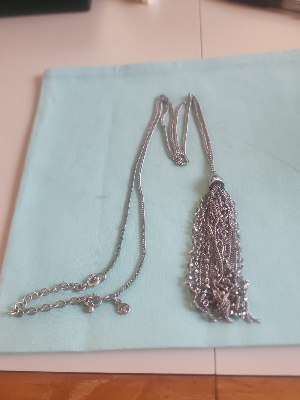 Silver Tassel Pendant Necklace - Women's Silver Chain Jewelry